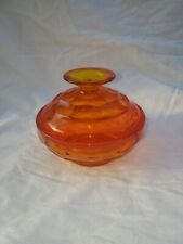 Vintage Viking Art Glass Diamond Point Covered Candy Dish Persimmon Orange  picture