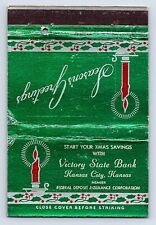 40-Strike Vintage Matchbook Season Greetings Victory State Bank Kansas City KS picture
