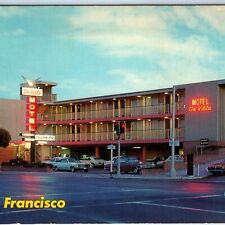 c1970s San Francisco, CA Motel De Ville Night Neon US Hwy 101 Pontiac Chevy A178 picture