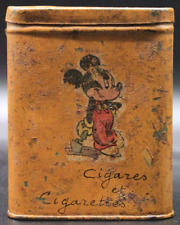 Rare Unique Advertising Hand Made Mickey Mouse Vertical Pocket Cigarettes Tin picture