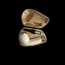 Large Smooth Bulldog Block Meerschaum Pipe 925 silver unsmoked w case MD-261 picture