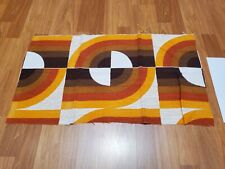 Awesome RARE Vintage Mid Century Retro 70s Org Red Brn Cir Loop Sq Fabric LOOK  picture