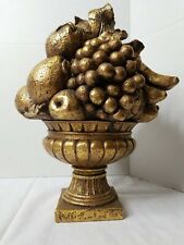 Vintage Resin gold tone Pedestal Centerpiece fruits Bowl. 12 1/4