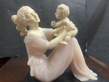Vintage G Ruggeri Bianchi Mother & Child Figure Pink Carera marble Italy  picture