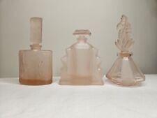 Silvestri Frosted Rose Perfume Bottle Set Of Three-Vintage Handmade  picture