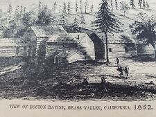 C 1910 Litho Sketch View of Boston Ravine Grass Valley CA in 1852 Postcard  picture