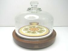 VTG Goodwood Cheese Serving Tray Glass Dome Cover Cocktail Party Fun Retro 70s  picture