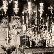Vintage 1930s RPPC Jerusalem Church Holy Sepulcher Golgotha Altar Postcard picture