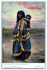 1908 A Havasupai Indian Squaw And Papoose Oilette Tuck's Posted Antique Postcard picture