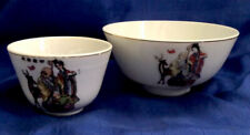 Vintage Set Of 2 Bowls: Rice Sauce Porcelain Hand Painted Wise Man Japan picture