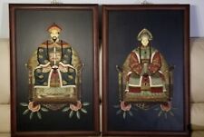 Pair Large Chinese Carved Hardstone Relief Emperor & Empress Portraits by Xu Zhe picture