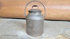 Vintage Early 1900's Aluminum 4 QT Milk Cream Jug W/ Lid & Sturdy Wire Handle picture