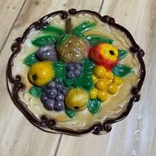 Vintage 1950s Large Fruit Chalkware Fruit Wall Plaque 12.5 in picture