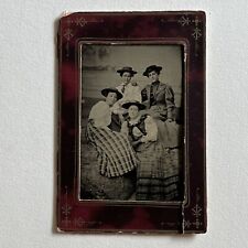 Antique Tintype Group Photograph Beautiful Affectionate Young Women Rocks Lake picture