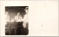 Vintage 1910s Photo RPPC Postcard OFFICE SCENE Clerks Behind Wire Fence Window picture