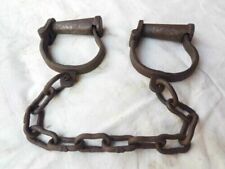 LOTS OF 5 PCS Old Antique Iron Handcrafted Heavy Chain Leg Cuffs Lock Key HC77 picture