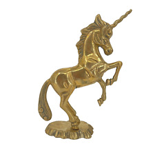 Vintage brass unicorn statue mithical hose standing 9