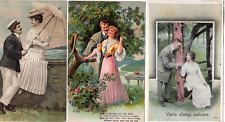 LOT of 3  ANTIQUE EARLY 1900s Postcards  * LOVE & ROMANCE *       (0310) picture