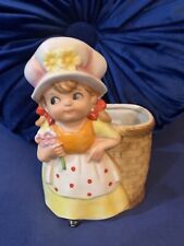 Vintage 1950s Mid Century Little Girl Spring Planter Made By Unicorn Japan picture