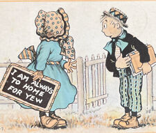 Antique 1915 Ephemera Postcard Humorous Sweet Message Dutch Girl Boy Posted SEE picture