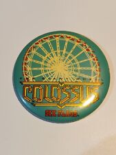 RARE Vintage 1980's Six Flags COLOSSUS Giant Wheel Pinback Button Rollercoaster picture