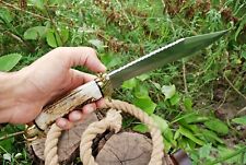  Stag Antler SHARP Head Survival Camping Outdoor Tactical Hunting Bowie Knife picture