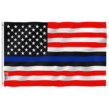 Anley Fly Breeze Blue Lives Matter American Flag Police Flag Thin Blue Line USA picture