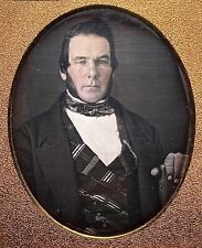 STRONG 1840'S 1/6 PLATE DAGUERREOTYPE - GENT & BOOK - TINTED FACE - IN FULL CASE picture
