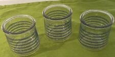 Oui Yogurt Jars Clear Glass with Blue Stripes…set Of 3 picture