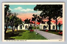Sebring FL-Florida, City Pier And Band Shell, Antique, Vintage c1954 Postcard picture