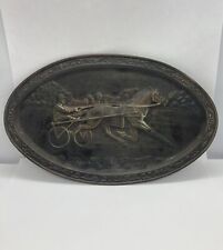 Horse Racing Decor Swedish Antique Metal  Wall Decor 11-1/4”x7” picture
