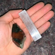 One (1) Charged Bloodstone Rough Gemstone + A FREE Selenite Charging Stick picture