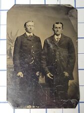 Antique TIN TYPE Photograph Brothers Formal Pose 2x3 Inch 1800's X2 picture