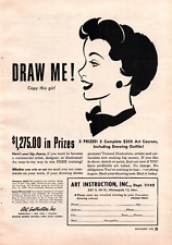 Draw Me Contest from Art Instruction Inc 1950 Vintage B&W Print Ad Wall Decor picture
