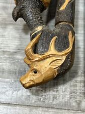 Antique German Black Forest Carved Wood Tobacco Pipe DEER RUNNING HEAD RARE picture