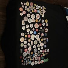 Vintage Lot of 150+ Assorted Pin Buttons Button Pin Backs Pins Various Subjects picture