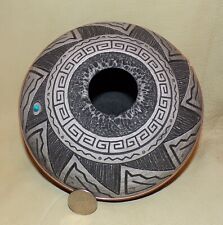 Navajo Dine seed pot pottery turquoise copper Chaco series 2013 by Gerald Pinto picture