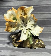 Vintage Porcelain Flower Capodimonte Made in Italy. Orange Iris On Stump picture