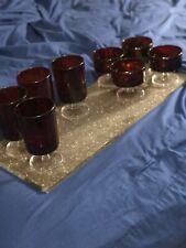 2 Sets of 4 Vintage 1970 s Luminarc France Ruby Red Goblets 8 In All. picture