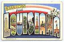 Postcard Greetings From Louisiana Large Letter Curt Teich picture