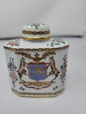 ANTIQUE Porcelain De Paris Armorial Tea Caddy (#1) 4.5inch tall picture