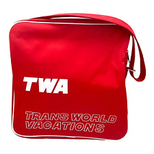 Vintage Red TWA Trans World Vacations Travel Bag 1970s picture