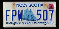 July 2019 NS Nova Scotia Canada Bluenose Ship License Plate FPW 507, US Seller picture