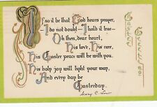 Vintage Easter Postcard    GREEN & GOLD EASTER MESSAGE   POSTED  1914   picture