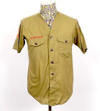 VTG 1960s OFFICIAL BOY SCOUTS OF AMERICA OLIVE GREEN SANFORIZED SHIRT #273 picture