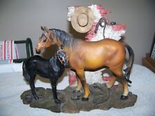 MARE AND FOAL/COLT HORSE FIGURINE DETAILED RESIN WESTERN STYLE 8.75