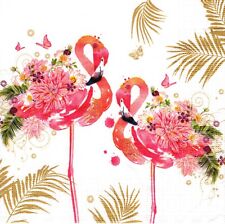 (2) Two Paper Lunch Napkins for Decoupage/Mixed Media - Floral Flamingos picture