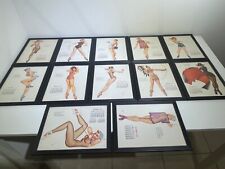 (12) Vintage George Petty 1955 Original Sexy Calendar Pinup Girl Pics All Framed picture