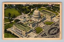 Aerial View, US Capitol Building, Grounds, Washington DC c1959 Vintage Postcard picture