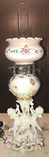 1800’s Antique Victorian GWTW Floral Porcelain Cherubs Parlor Converted To Elec. picture